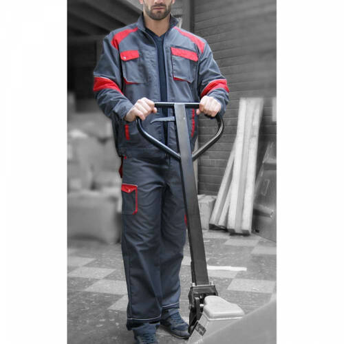 Pantalon de travail multipoches bicolore gris rouge LIN 110821 de LMA