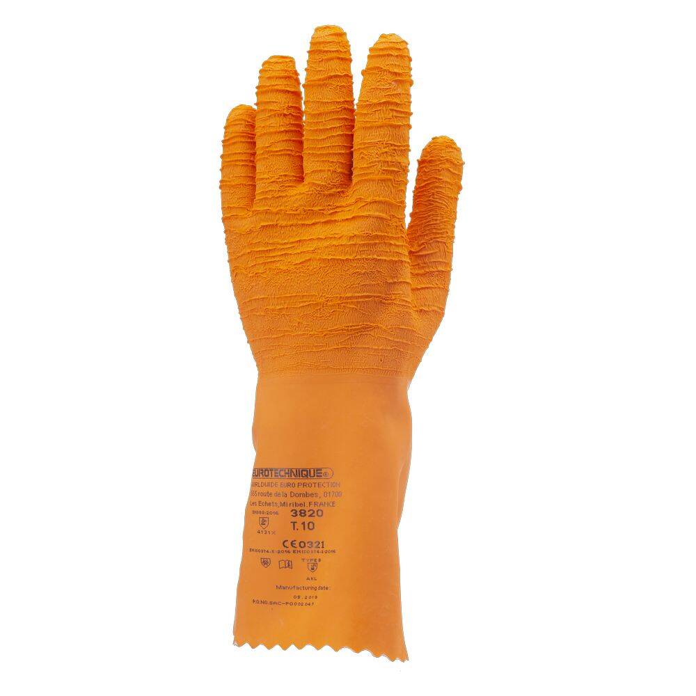 Gants de protection antidérapant en latex crêpé Eurotechnique 3820 (lot de  12 paires de gants) - Oxwork